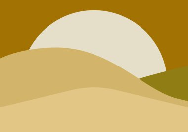 Güneş doğarken kumulları olan bir çöl.