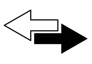 İki okun simgesi sol ve sağ tarafı gösteriyor, biri felçli.