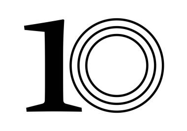 Sıfır eşmerkezli daireleri olan on siyah simge