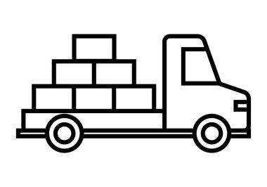 Kutuları taşıyan kamyonun siyah simgesi