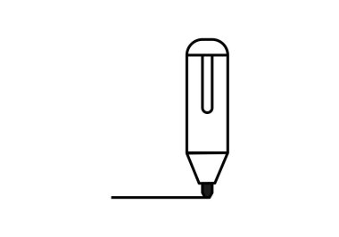 Beyaz arkaplanda siyah fosforlu kalem simgesi