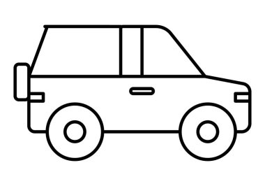 Beyaz arkaplanda siyah bir off-road aracı simgesi