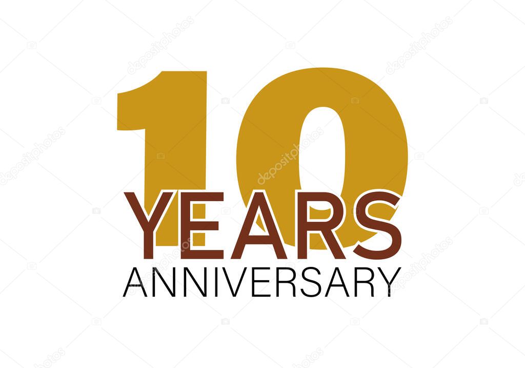 10th anniversary title with gold ten and gold text