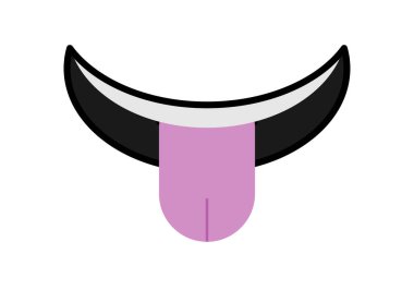 Gülümseyen ağız, dili dışarı çıkarıyor.