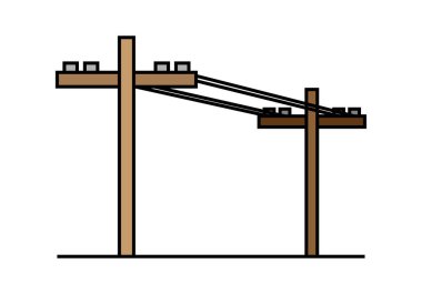 Tahta direkli elektrik hatları.