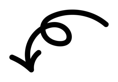 Siyah fırça darbesi ok simgesini aşağı büktü