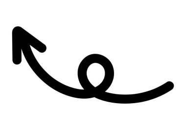 Bir fırça darbesi ile yukarı eğimli bir okun siyah simgesi