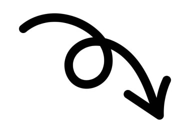 Siyah fırça darbesi ok simgesini aşağı büktü