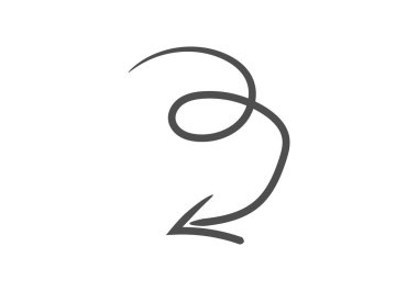 Aşağı eğimli bir okun fırça darbesiyle çizilmiş siyah simgesi