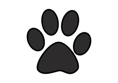 Beyaz arkaplanda köpek pençesi izi silueti