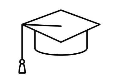 Üniversite mezuniyet şapkasının siyah simgesi