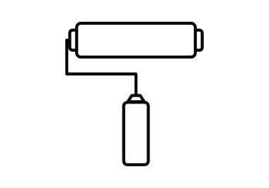 Beyaz arkaplanda siyah boya silindiri simgesi
