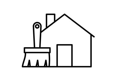 Boya fırçalı bir evin siyah simgesi yenilemeyi temsil ediyor.