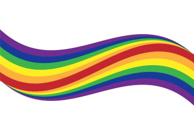 Wavy LGBTIQ+ colored flag on a white background