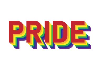 Beyaz arkaplanda LGBTQ + Gurur renk başlığı