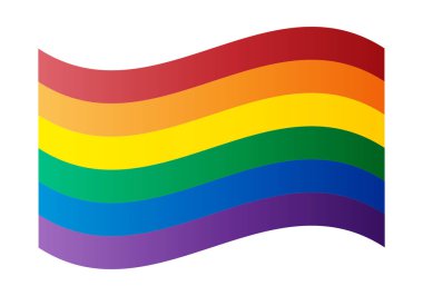 Beyaz arkaplanda dalgalı LGBTQ + gurur bayrağı