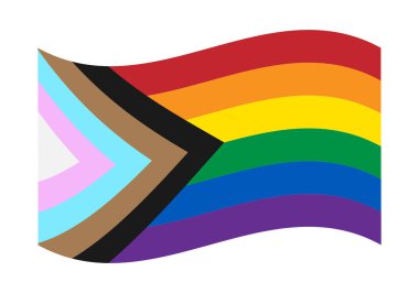 Beyaz arkaplanda dalgalı LGBTQ + gurur bayrağı