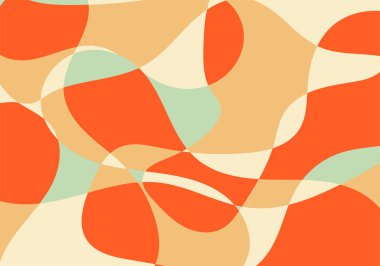 Sıcak turuncu ve yeşil dalgalı ve kıvrımlı yaz arkaplanı