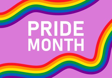 Wavy LGBTQ + gurur bayrağı arkaplanı Gurur Ayı metni