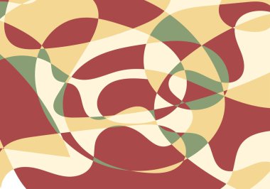 Kırmızı, sarı ve yeşil eğrili şekillerin soyut yatay arkaplanı