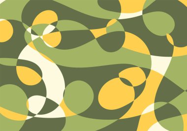 Sarı ve yeşil kıvrımlı ve dalgalı geometrik şekillerin soyut arkaplanı