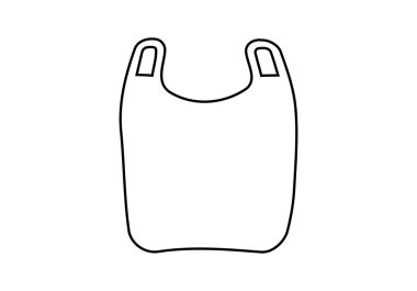 Beyaz arkaplanda siyah plastik torba simgesi