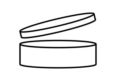 Beyaz arkaplanda siyah açık kutu simgesi.