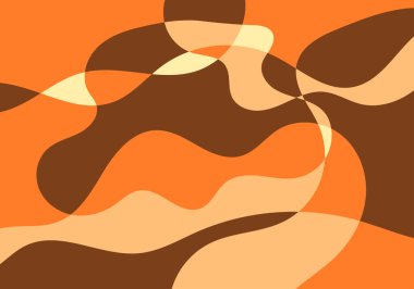 Turuncu, kahverengi ve sarı kıvrımlı ve dalgalı şekillerin sıcak soyut arkaplanı