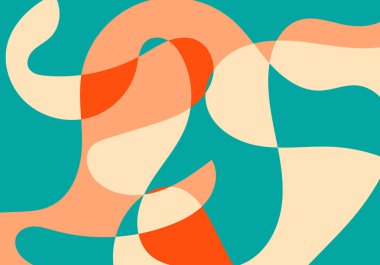 Yeşil, mavi, turuncu ve kırmızı renkli kıvrımlı şekillerin soyut arkaplanı