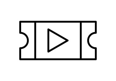 Beyaz arkaplanda siyah film bileti simgesi