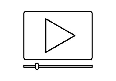 Beyaz arkaplanda siyah video oynatıcı simgesi