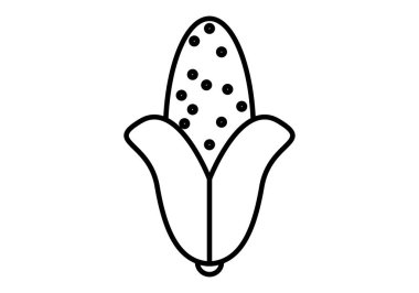 Beyaz arkaplanda siyah mısır koçanı simgesi