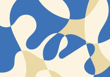 Mavi ve sarı dalgalı ve kıvrımlı şekillerin soyut arkaplanı