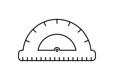 Beyaz arkaplanda siyah açıölçer simgesi