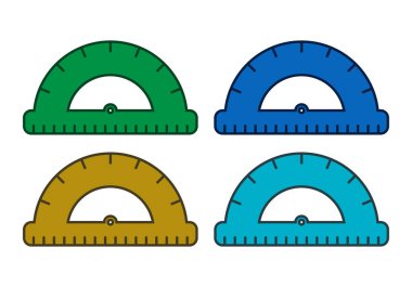 Mavi, yeşil ve sarı açıölçer simgesi sayfası