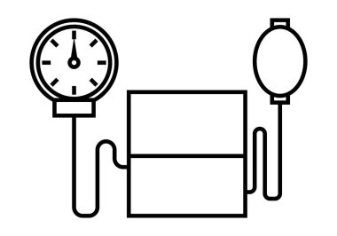 Beyaz arkaplanda siyah kan basıncı monitörü simgesi