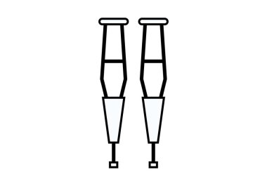 Beyaz arkaplanda iki koltuk değneği simgesi