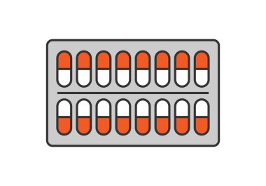 Kırmızı beyaz haplı ilaç tableti.