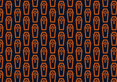 Siyah arkaplanda turuncu çizgili tabut deseni