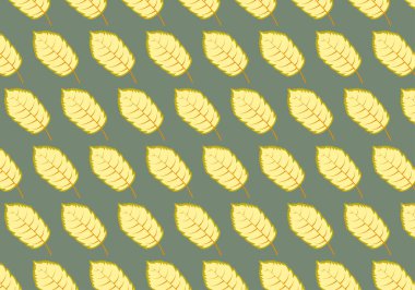 Yeşil sonbahar arka planında sarı kuru yaprakların deseni