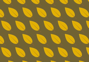 Yeşilimsi kahverengi arkaplanda sarı kurumuş yaprak deseni