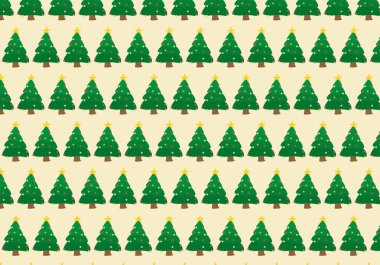 Sarı arka planda Noel ağacı deseni