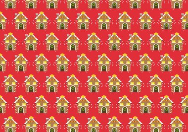 Noel evi desenli baston ve karlı