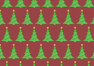 Kırmızı arka planda Noel ağacı deseni