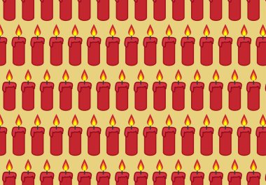 Sarı arka planda kırmızı mum deseni
