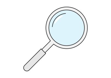 Beyaz arka planda gri büyüteç