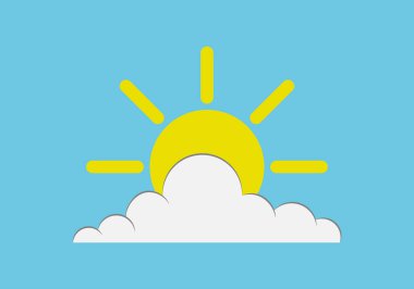 Açık mavi arkaplanda güneş ve bulut