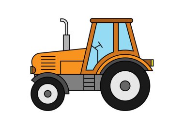 beyaz arkaplanda turuncu traktör