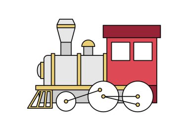 Kırmızı ve altın renkli demiryolu lokomotifi