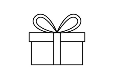 Beyaz arka planda siyah hediye simgesi